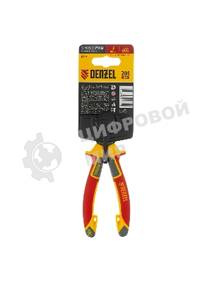 Длинногубцы прямые Denzel диэлектрические рукоятки до 1000 В, трехкомпонентные рукоятки, 205 мм