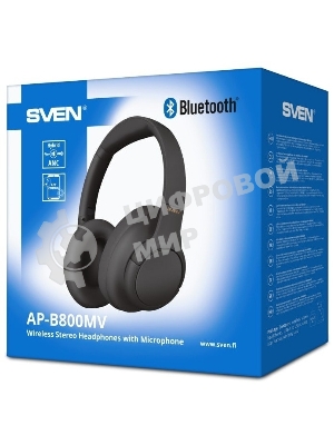 Беспроводные/проводные наушники Sven AP-B800MV черный, полноразмерные, Bluetooth + Jack 3.5 мм, складная конструкция, до 15 ч
