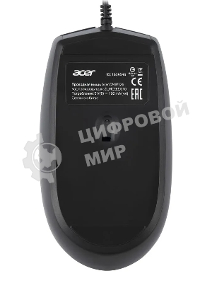 Мышь проводная Acer OMW126 черный, 1200 dpi, USB, кнопки - 3