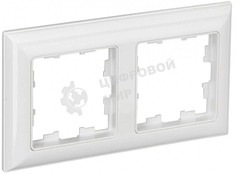 Рамка 2-местная IEK BRITE РУ-2-Бр DECOR 3D-форма белый/белый