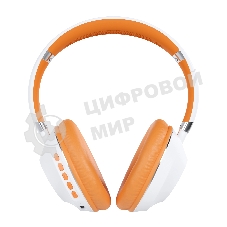 Беспроводные наушники MORE CHOICE HW34S белый/оранжевый, накладные, Bluetooth, до 6 ч