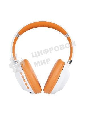 Беспроводные наушники MORE CHOICE HW34S белый/оранжевый, накладные, Bluetooth, до 6 ч