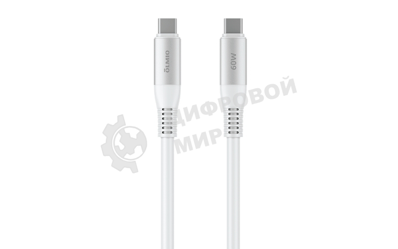 Кабель OLMIO SHIELD, Type-C - Type-C, 60W 3A, 1.2м, белый