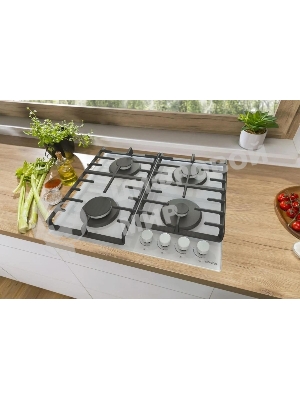 Газовая варочная панель Gorenje GT642AXW, 4 конфорки, закаленное стекло, белый