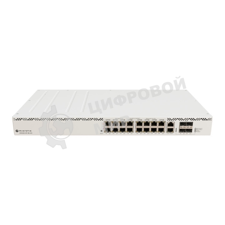 Коммутатор MikroTik CRS320-8P-8B-4S+RM Cloud Router Switch with dual-core 800 MHz CPU, 256 MB RAM, 98DX226S switch chip, 17 x Gigabit Eth ports (8 x 802.3af/at, 8 x 802.3bt PoE-out), 4 x 10G SFP+ ports, RouterOS L5, 1U rackmount enclosure, 600W PSU