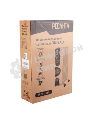 Масляный обогреватель Ресанта ОМ-9АВ (9 секций) белый, 2400 Вт, 30 м2, термостат 67/3/22