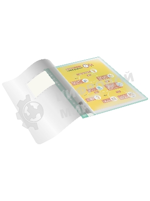 Папка-скоросшиватель Silwerhof 255123-04 A4, прозрачный верхний лист, 30 вкладышей, боковая перфорация, полипропилен зеленый