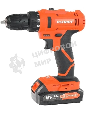 Дрель-шуруповерт Patriot BR 187UES, 18 В, 2 Ач, 25 Нм, щеточный