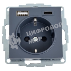 Розетка SE AtlasDesign 16А с USB A+C (5В/2,4А/3 А, 2х5В/1,5А), мех, грифель