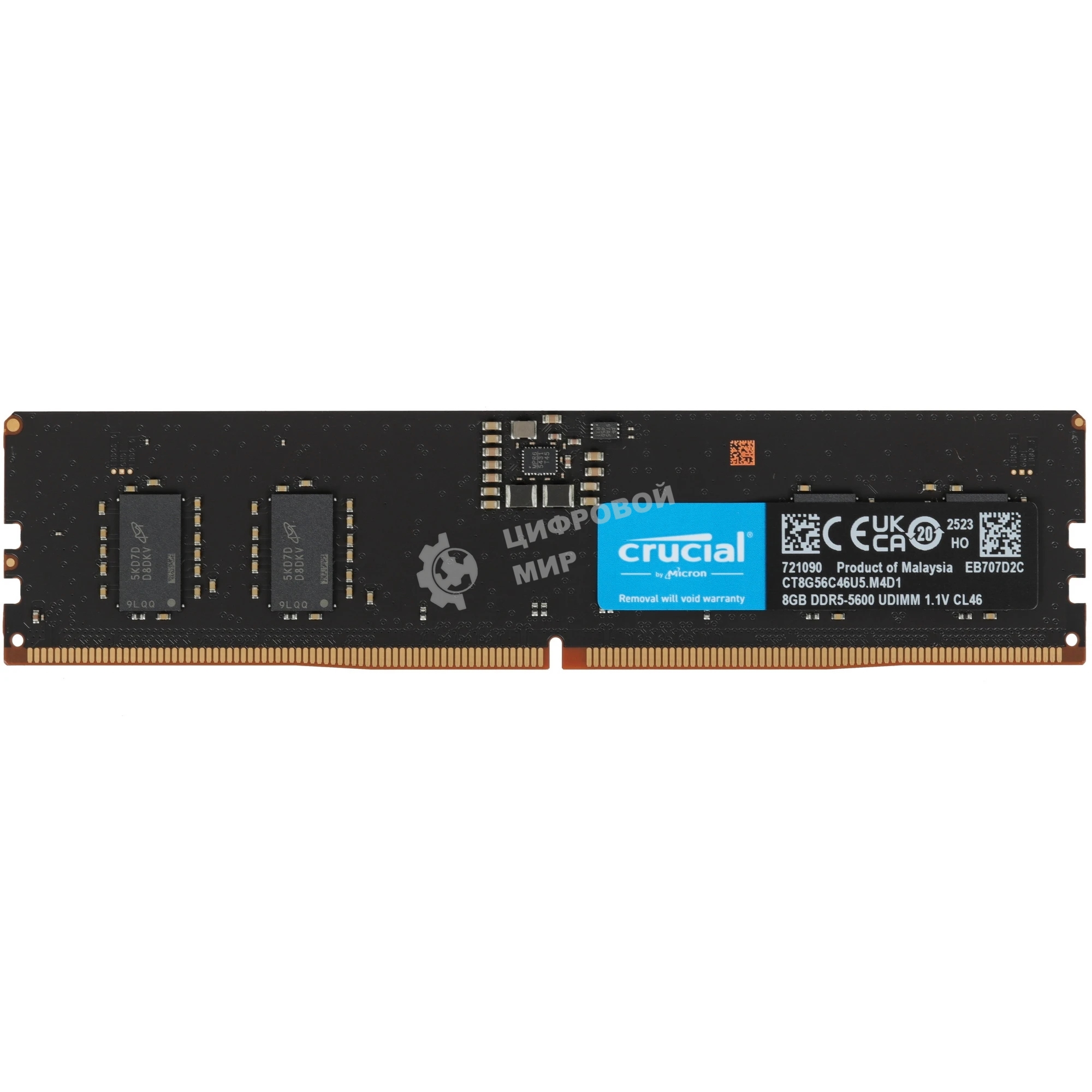 Оперативная память Crucial, DDR5, 8GB (1x8GB), 5600MHz, CL46, DIMM, OEM
