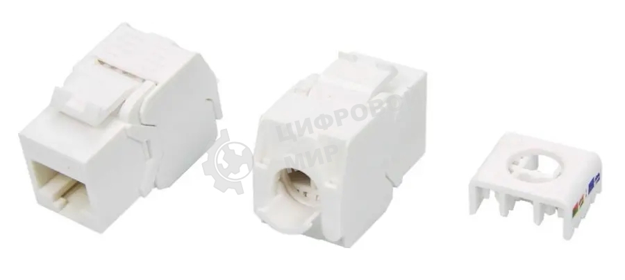 Модуль универсальный Hyperline KJ8, keystone, 1хRJ45, 180°, кат. 5е, неэкр., белый