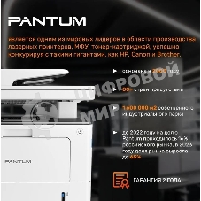 МФУ лазерное Pantum BM5100ADW, A4, ч/б, печ. до 40 стр/мин., скан. до 24 стр/мин., 1200x1200dpi, USB, RJ-45, Wi-Fi, проектная модель