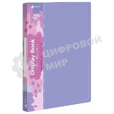 Папка с 20 прозрачными вкладками Бюрократ Pastel PAST20VIO A4, пластик, 0.5мм, торцевой карман с бумажной вставкой, фиолетовый