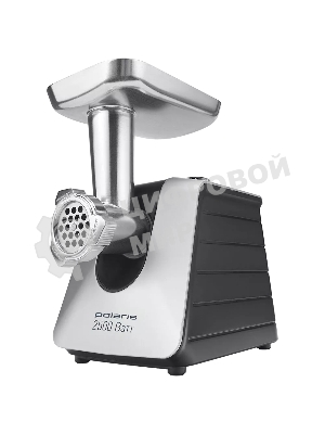 Мясорубка электрическая Polaris PMG 2561 черный, 2500 Вт, 2.7 кг/мин, реверс, защита от перегрузки, металлический лоток, насадки - 7