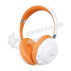 Беспроводные наушники MORE CHOICE HW34S белый/оранжевый, накладные, Bluetooth, до 6 ч