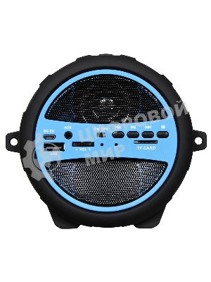 Колонка портативная Hyundai H-PAC220 черный/голубой 10W 1.0 BT/3.5Jack/USB