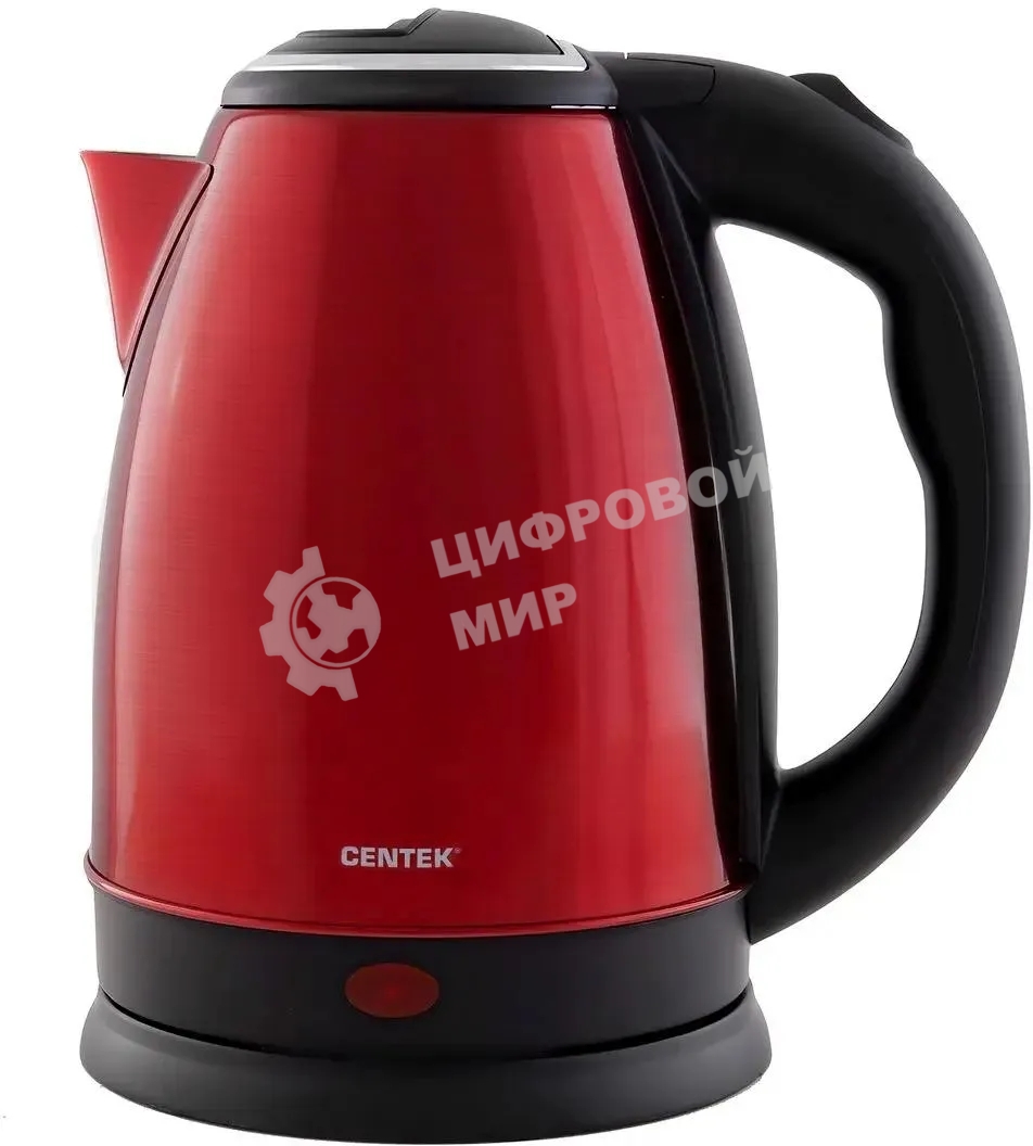 Чайник Centek CT-1068 RED (красный) металл 2л, 2000W, хромированная вставка на крышке