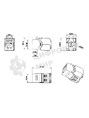 Модуль универсальный Hyperline KJ8, keystone, 1хRJ45, 180°, кат. 5е, неэкр., белый