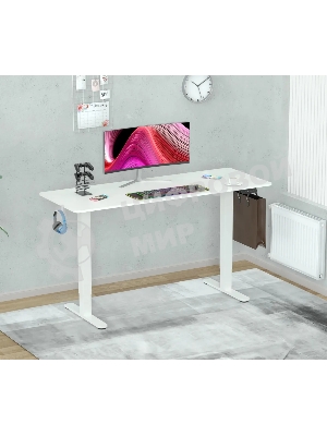 Стол компьютерный Cactus CS-EDL-WWT столешница ДСП, белый каркас белый