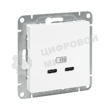 Розетка 2-м СП Эпика USB-C механизм бел. EKF UP1-SOW-2USBC