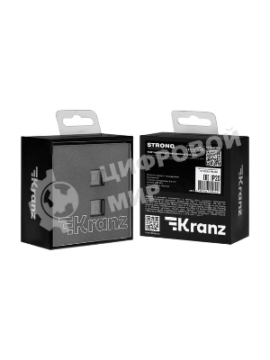 Розетка Kranz STRONG компьютерная двойная RJ45+RJ45 кат6 с/у графит