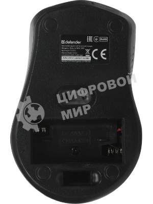 Мышь беспроводная Defender Datum MM-265 черный, 1600 dpi, радиоканал, USB, кнопки - 4