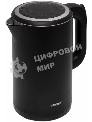 Чайник электрический Centek CT-0020 черный металл 1.7 л, 2200 Вт, бесшовная колба, двойные стенки