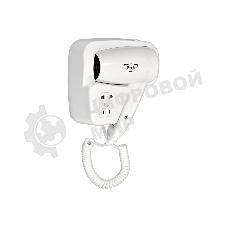 Фен Puff-1200B белый, 1200 Вт, с доп. розеткой