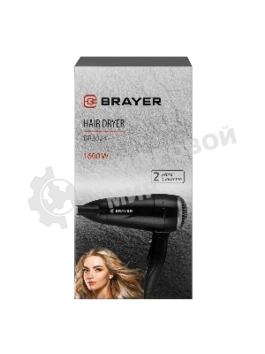 Фен BRAYER BR3024 черный/серебристый, 1600 Вт, компактный