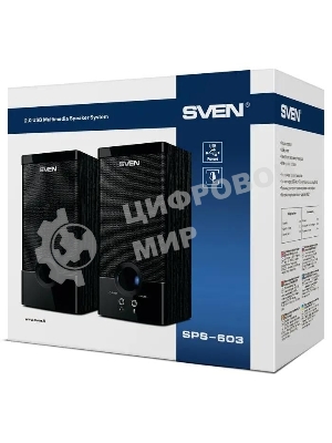 Колонки SVEN SPS-603 черный USB-порт ПК, ноутбука или адаптер 5V DC