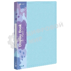 Папка с 20 прозрачными вкладками Бюрократ Pastel PAST20BLUE A4, пластик, 0.5мм, торцевой карман с бумажной вставкой, голубой