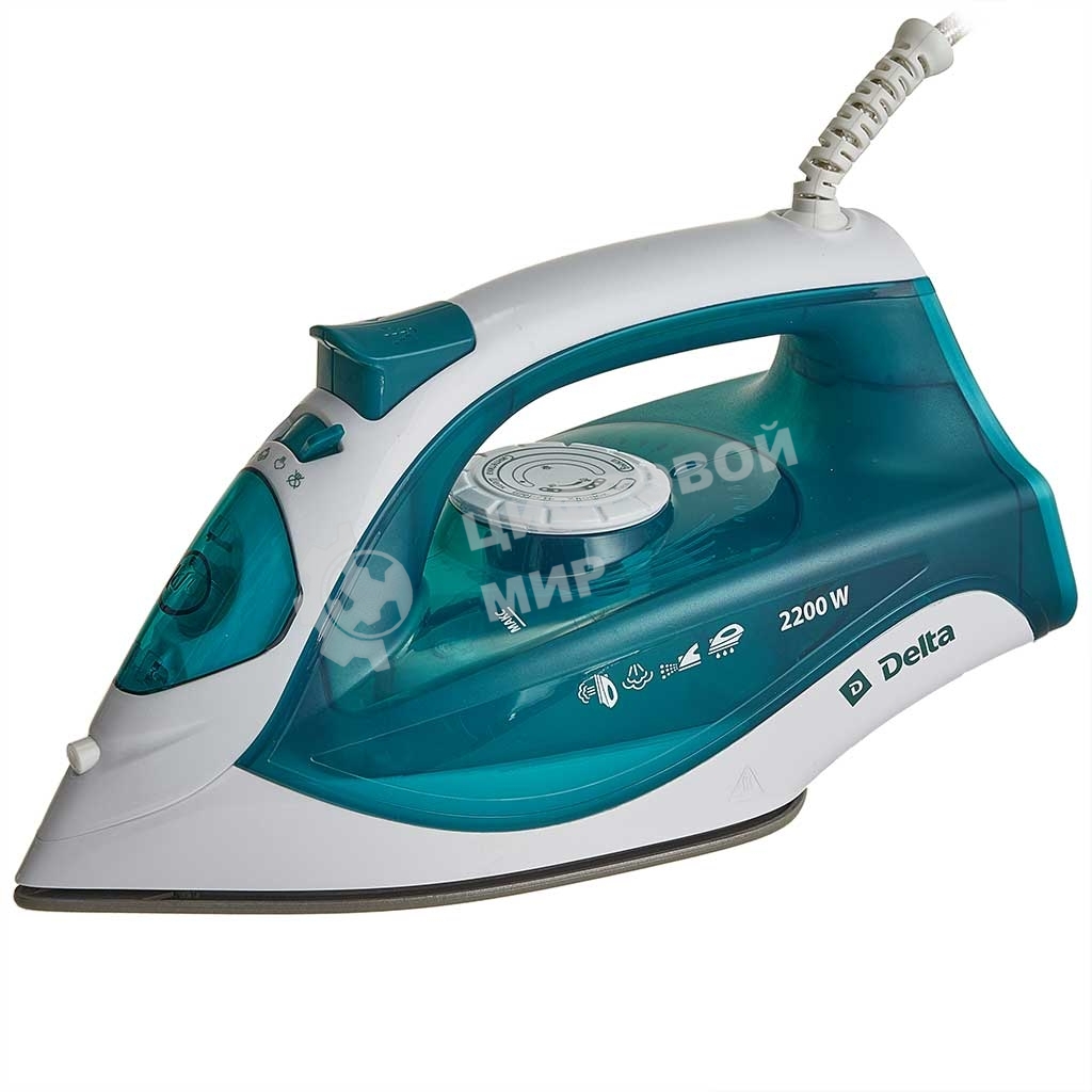 Утюг Delta DL-756 белый/зеленый, 2200 Вт, 23 г/мин, 125 г/мин, 250 мл