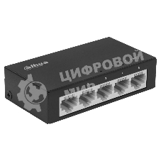 Коммутатор 5-в-1 Dahua DH-PFS3005-5ET/5 портовдо 100 Мбит.с/коммутация до 1 Gbит.с/неуправляемый/Plug & Play/черный (DH-PFS3005-5ET)