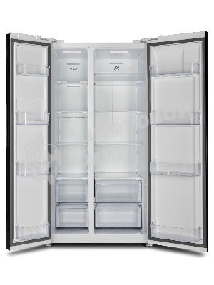 Холодильник Hyundai CS6503FV белое стекло двухкамерный 407/205л морозилка сбоку, No Frost, Side by Side