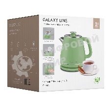Чайник электрический Galaxy Line GL 0331, зеленый, пластик, двойная стенка из нержавеющей стали AISI 304 и пищевого пластика, 2200 Вт, 1.8 л, индикатор работы