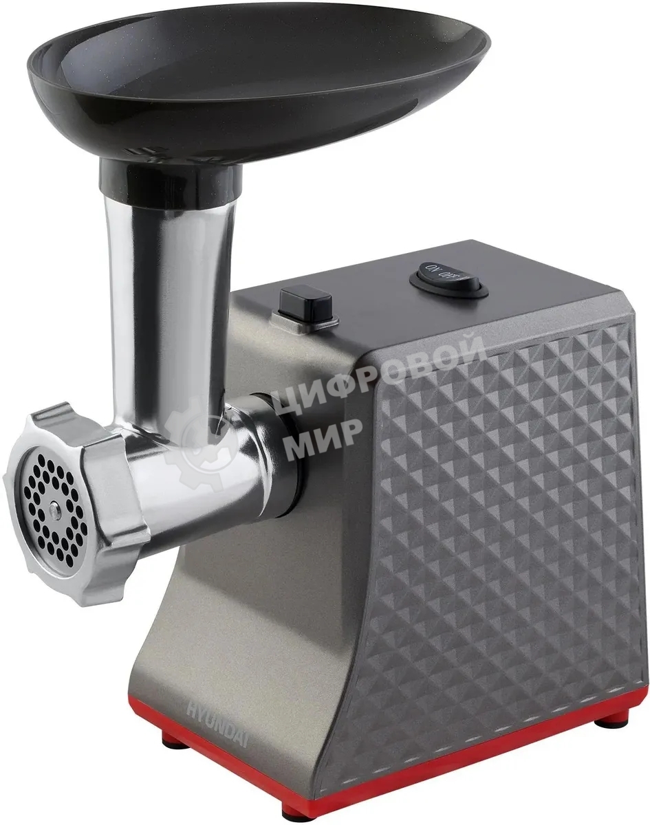 Мясорубка электрическая Hyundai HY-MG2114 графит/серебристый, 1800 Вт, 2.2 кг/мин, реверс, защита от перегрузки, насадки - 4