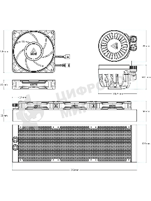 Система жидкостного охлаждения Arctic Cooling Liquid Freezer III Pro 360 ARGB Whte ACFRE00188A белый 120мм алюминий+медь 2500rpm 31db 4-pin