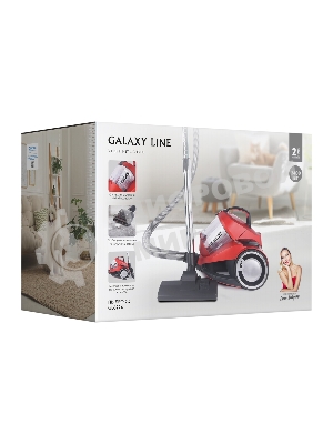 Пылесос Galaxy Line GL 6224 красный/черный, 300/2400 Вт, уборка сухая, пылесборник контейнер 2 л