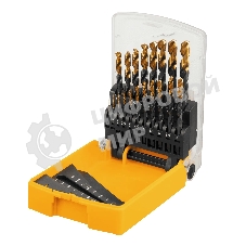 Набор сверл по металлу Denzel 1-10 мм, HSS-Tin, Golden Tip, 19 шт