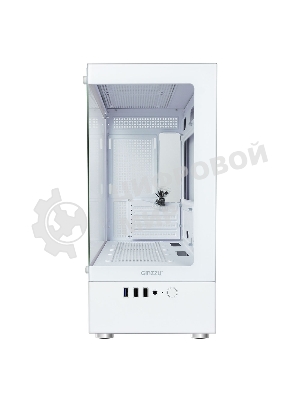 Корпус Ginzzu CL480 mATX передняя панель Стекло Белый