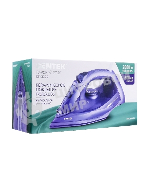 Утюг Centek CT-3300 фиолетовый, 2800 Вт, 60 г/мин, 190 г/мин, 600 мл