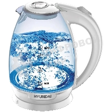 Чайник электрический Hyundai HYK-G2409 1.7 л, 2200 Вт, белый/серебристый (корпус: стекло)