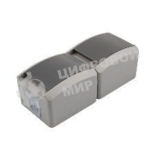 Блок из 2 розеток вертикальный Kranz INDUSTRIAL открытой установки с заземлением, IP54 серый