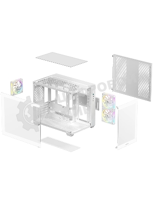 Компьютерный корпус Deepcool CG330 3F WH без БП, боковое окно (панорама), 3x120мм ARGB PWM вентилятора, белый, mATX (R-CG330-BKNGM3-G)