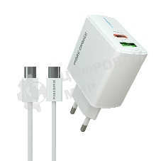 Сетевое зарядное устройство MORE CHOICE NC61a белый - 1USB+1USB-C 3.0A PD 20W+QC3.0 быстрая зарядка для Type-C