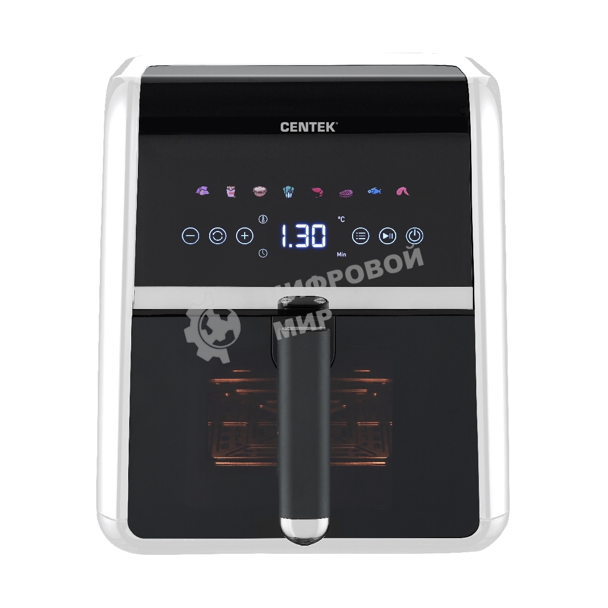 Аэрогриль Centek CT-3188 черный, 1500 Вт, 5 л, сенсор, 8 программ