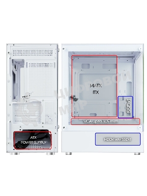 Корпус Ginzzu CL480 mATX передняя панель Стекло Белый