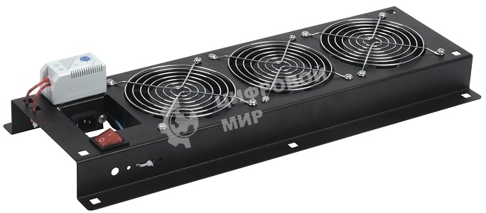 Вентиляторная панель с выключателем и термостатом 3 модуля черная Вентиляторная панель с выключателем и термостатом 3 модуля черная