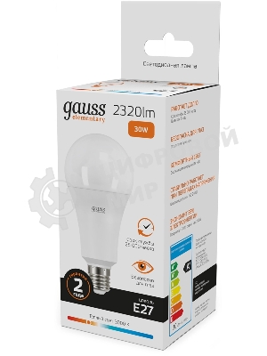 Лампа светодиодная Gauss Elementary A67 30Вт цок.: E27 груша 220B св. свеч. бел. теп. А67 (упак.: 10 шт)