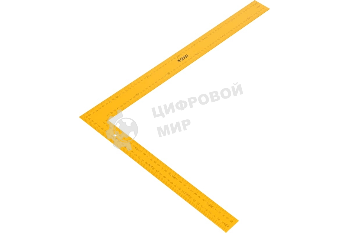 Угольник Denzel стальной, 400 мм х 600 мм, ультрафиолетовая печать (измерительная шкала)